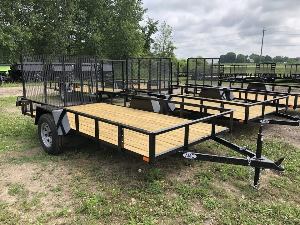 New 2027 AMO 6.4X12 W/ LED LIGHTS AND SPRING ASSIST GATE Landscape Trailer