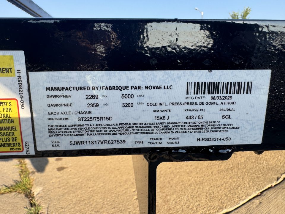 New 2027 H&H Trailers RSD8214-050 Utility Trailer