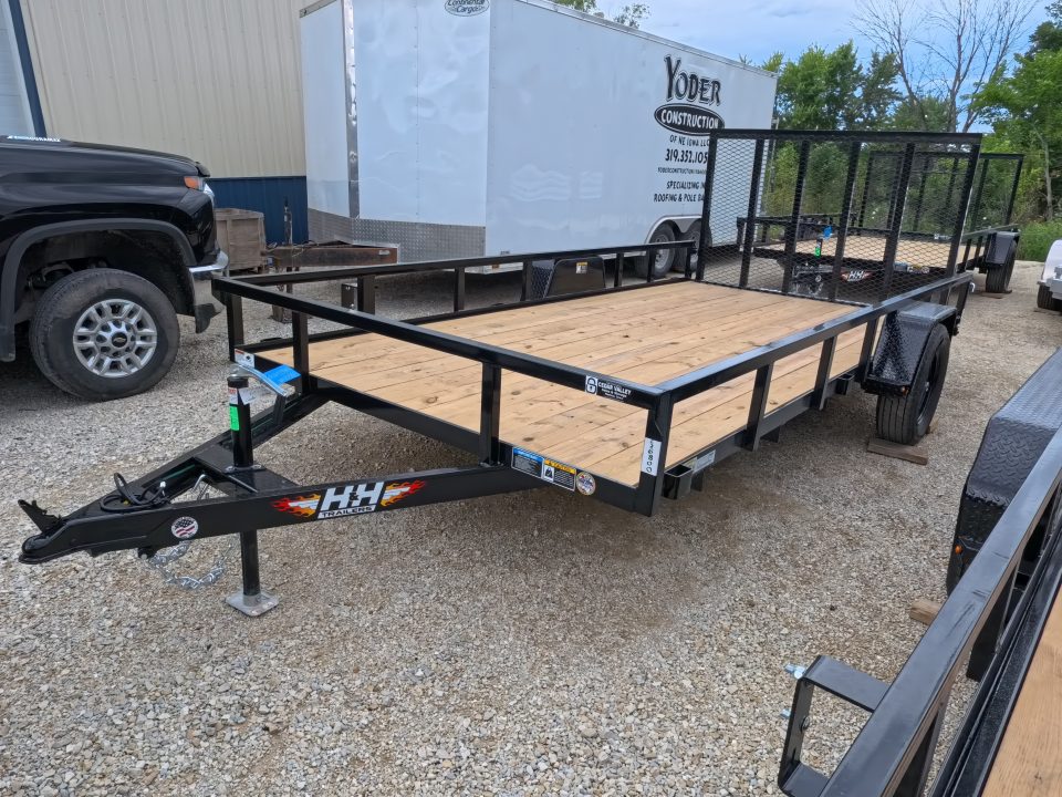 New 2027 H&H Trailers 82 x 14 Rail Side Steel Utility Trailer with 3K Idler - Black