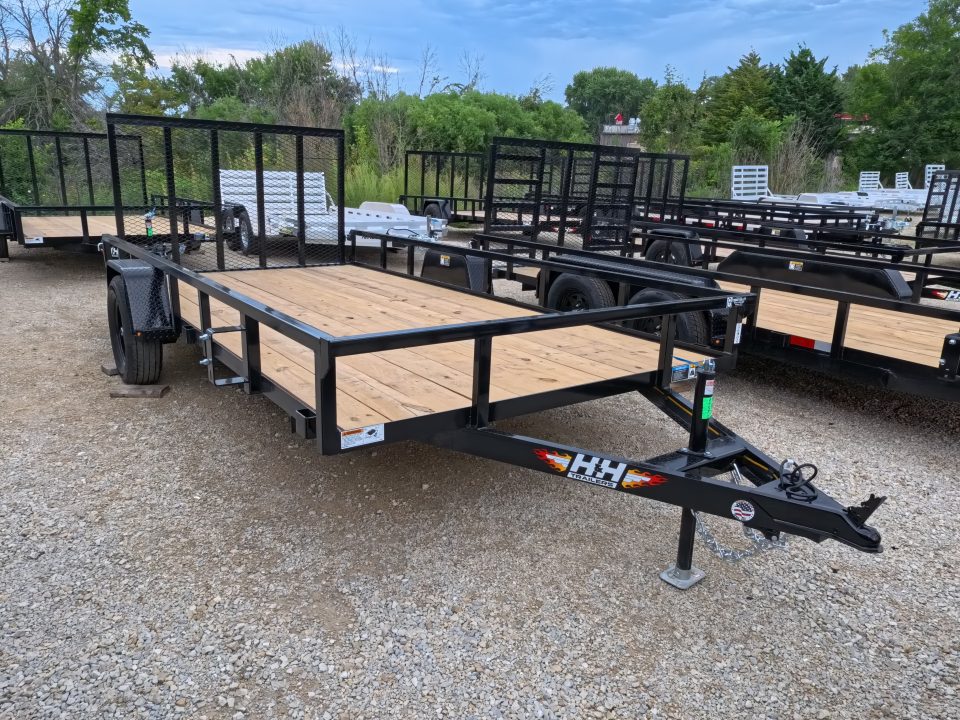 New 2027 H&H Trailers 82 x 14 Rail Side Steel Utility Trailer with 3K Idler - Black