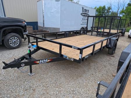 New 2027 H&H Trailers 82 x 14 Rail Side Steel Utility Trailer with 3K Idler - Black