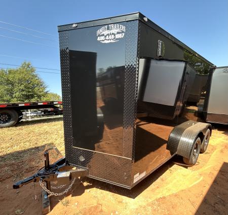 New 2026 Family Trailer 6x12 Tandem Axles Cargo / Enclosed Trailer - Screwless Exterior- Blackout Pkg- Rear Spoiler