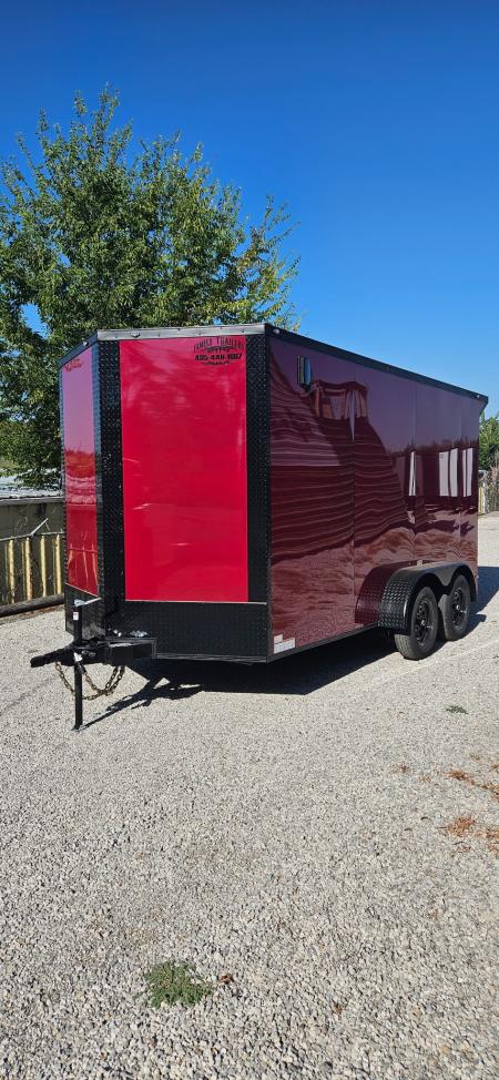 New 2026 Family Trailer 7x14 Tandem Axles Cargo / Enclosed Trailer - Screwless Exterior- Blackout Pkg- Rear Spoiler