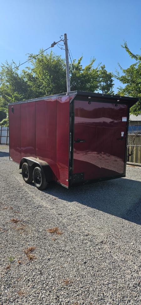 New 2026 Family Trailer 7x14 Tandem Axles Cargo / Enclosed Trailer - Screwless Exterior- Blackout Pkg- Rear Spoiler