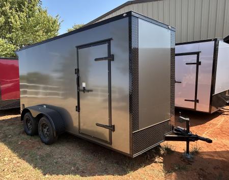 New 2026 Family Trailer 7x14 Tandem Axles Cargo / Enclosed Trailer - Screwless Exterior- Blackout Pkg- Rear Spoiler