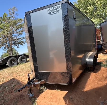 New 2026 Family Trailer 7x14 Tandem Axles Cargo / Enclosed Trailer - Screwless Exterior- Blackout Pkg- Rear Spoiler