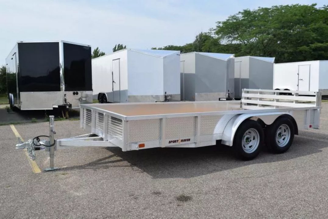 New 2027 SPORT HAVEN 7x14 OPEN UTILITY w/ BI-FOLD RAMP GATE & ATP SIDES