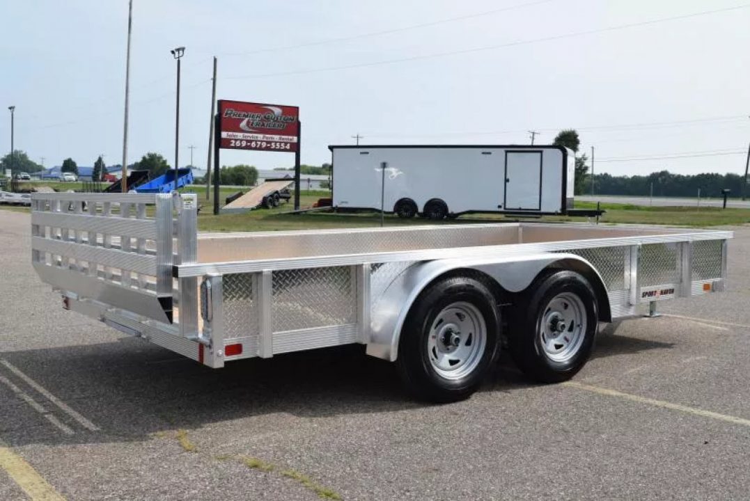 New 2027 SPORT HAVEN 7x14 OPEN UTILITY w/ BI-FOLD RAMP GATE & ATP SIDES