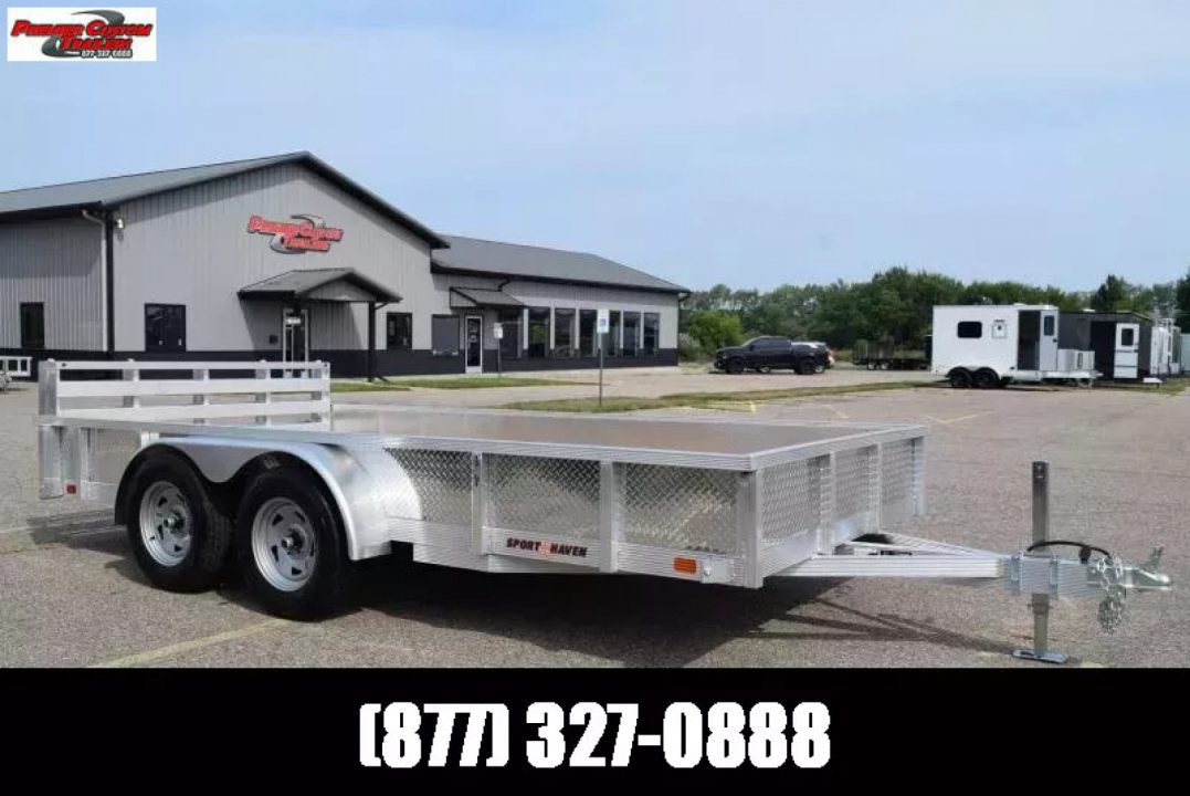 New 2027 SPORT HAVEN 7x14 OPEN UTILITY w/ BI-FOLD RAMP GATE & ATP SIDES