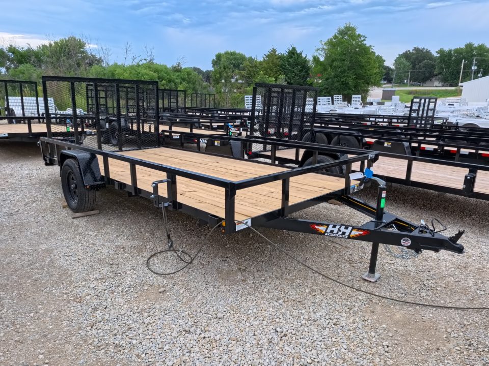 New 2027 H&H Trailers 82 x 14 Rail Side Steel Utility Trailer with 3K Idler - Black