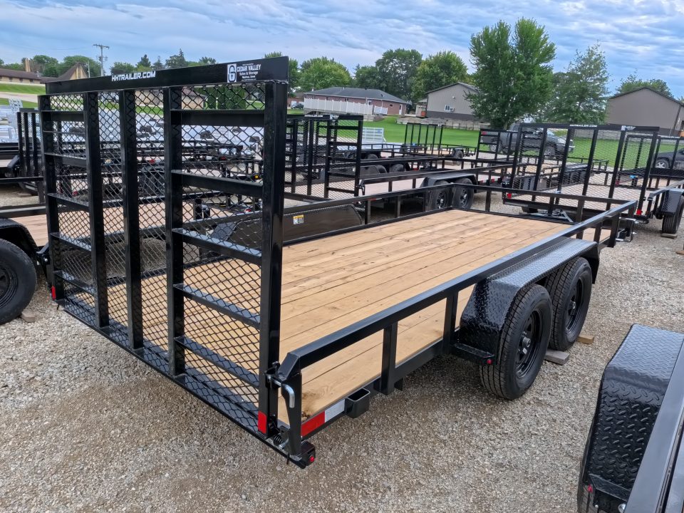 New 2027 H&H Trailers 82 x 16 Rail Side Utility Trailer with 7K GVWR, Tandem Axles, 4 Ft. Tall Ladder Style Spring Assist Gate