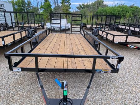 New 2027 H&H Trailers 82 x 16 Rail Side Utility Trailer with 7K GVWR, Tandem Axles, 4 Ft. Tall Ladder Style Spring Assist Gate