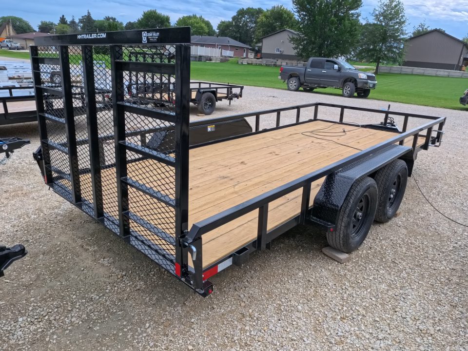 New 2027 H&H Trailers 82 x 16 Rail Side Utility Trailer with 7K GVWR, Tandem Axles, 4 Ft. Tall Ladder Style Spring Assist Gate