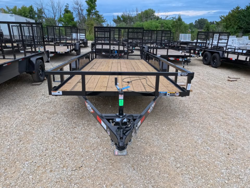 New 2027 H&H Trailers 82 x 16 Rail Side Utility Trailer with 7K GVWR, Tandem Axles, 4 Ft. Tall Ladder Style Spring Assist Gate