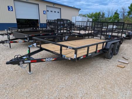 New 2027 H&H Trailers 82 x 16 Rail Side Utility Trailer with 7K GVWR, Tandem Axles, 4 Ft. Tall Ladder Style Spring Assist Gate