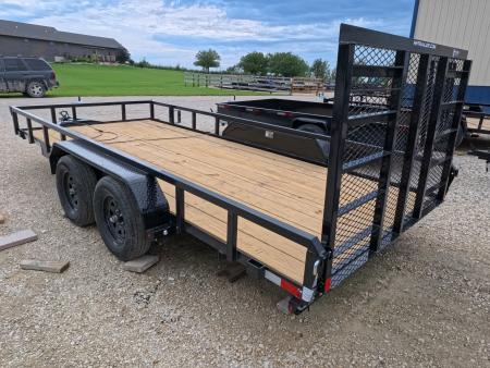 New 2027 H&H Trailers 82 x 16 Rail Side Utility Trailer with 7K GVWR, Tandem Axles, 4 Ft. Tall Ladder Style Spring Assist Gate