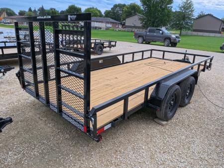 New 2027 H&H Trailers 82 x 16 Rail Side Utility Trailer with 7K GVWR, Tandem Axles, 4 Ft. Tall Ladder Style Spring Assist Gate