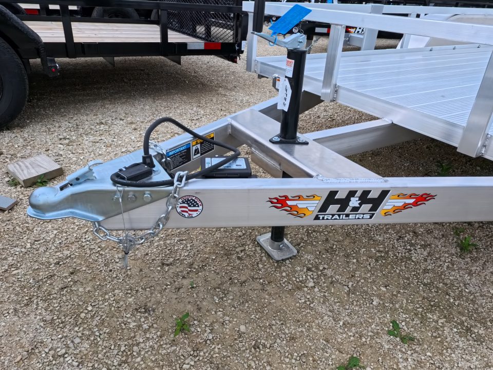 New 2026 H&H 82 x 14 Aluminum Rail Side Utility, Tandem Axle with 7K GVWR, Spare Tire Mount & Aluminum Deck