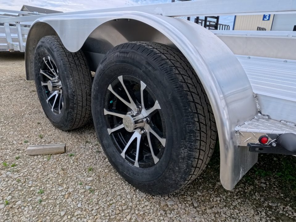 New 2026 H&H 82 x 14 Aluminum Rail Side Utility, Tandem Axle with 7K GVWR, Spare Tire Mount & Aluminum Deck