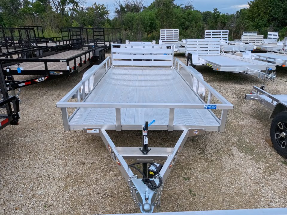New 2026 H&H 82 x 14 Aluminum Rail Side Utility, Tandem Axle with 7K GVWR, Spare Tire Mount & Aluminum Deck