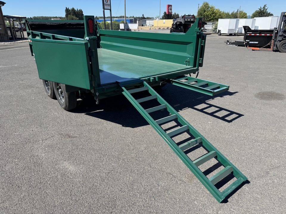 New 2027 Sure-Trac 7x14 Low Pro Scissor Dump 14K GVWR *FOREST GREEN