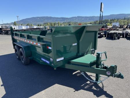 New 2027 Sure-Trac 7x14 Low Pro Scissor Dump 14K GVWR *FOREST GREEN
