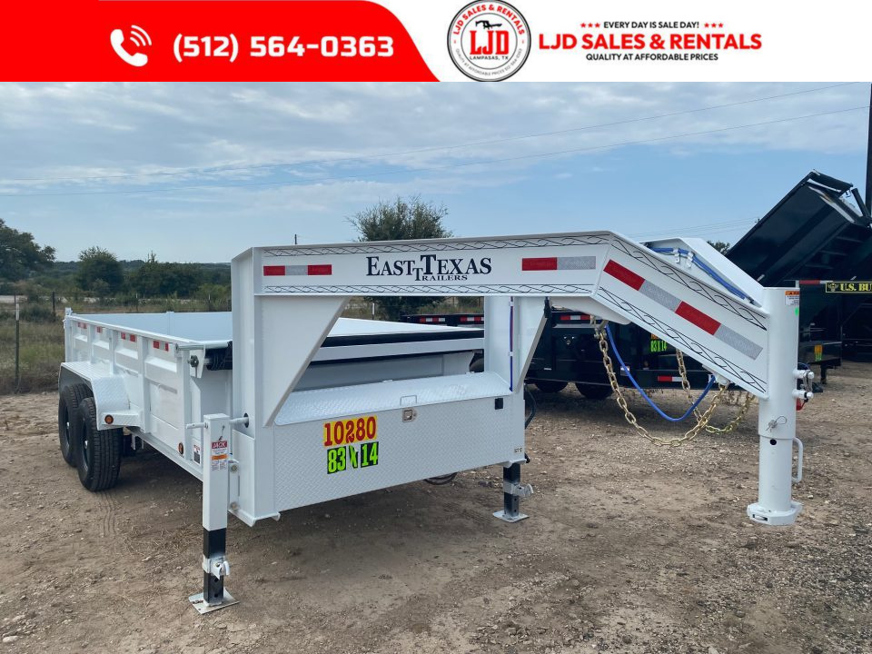 New 2027 East Texas - 83  x 14 - 14K GVWR Dump Trailer - Gooseneck