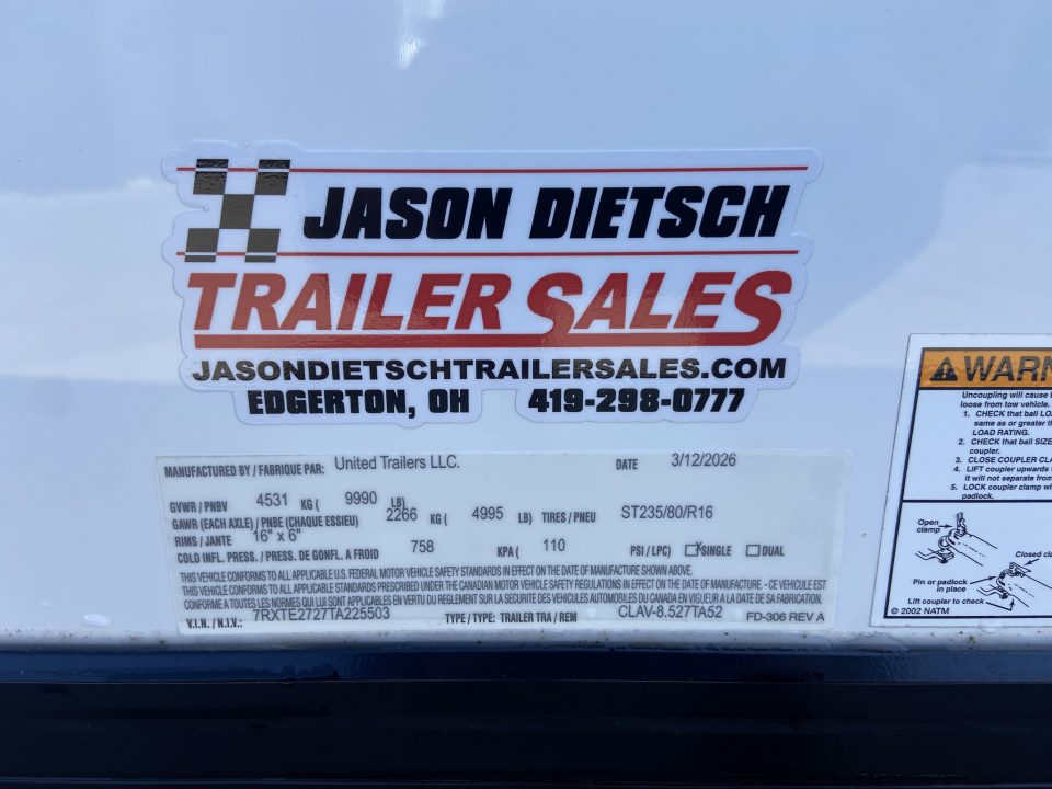 New United CLAV-8.5X27 Enclosed Trailer