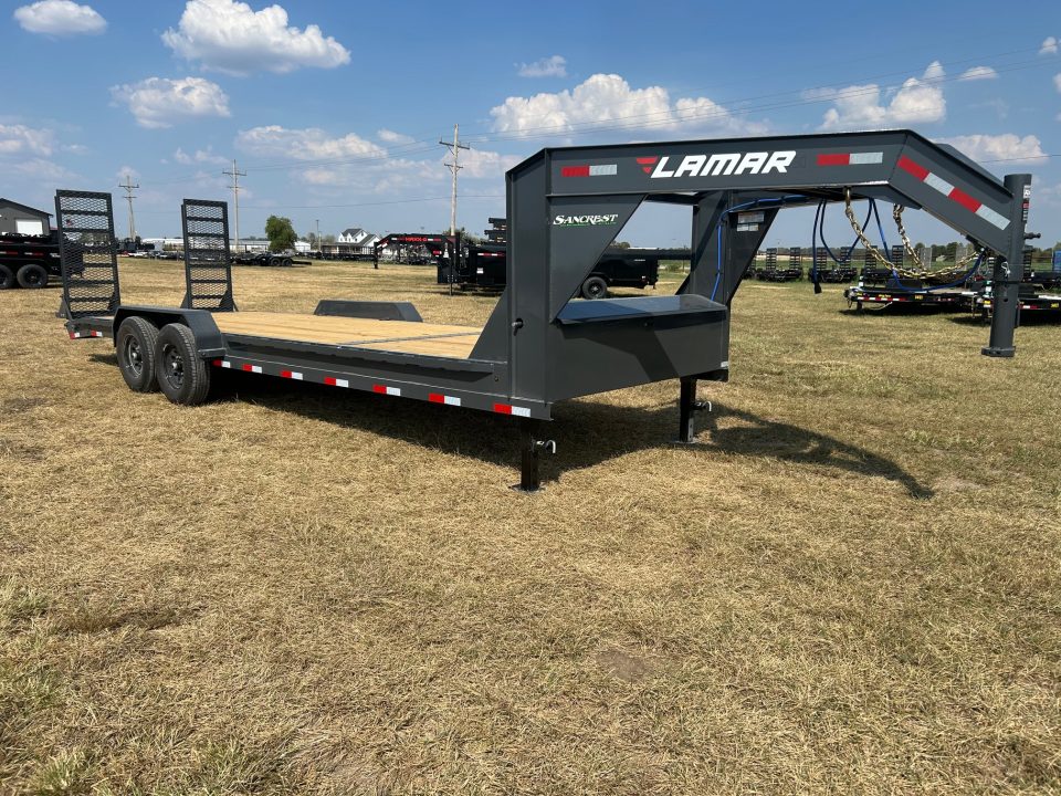 New 2027 Lamar 83x24 Tandem 14K GN Equipment Trailer w/ 2' Dove & Standup Ramps