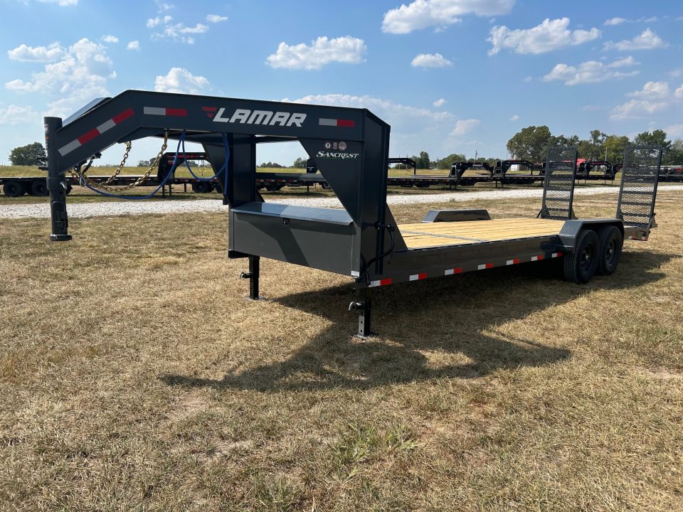 New 2027 Lamar 83x24 Tandem 14K GN Equipment Trailer w/ 2' Dove & Standup Ramps