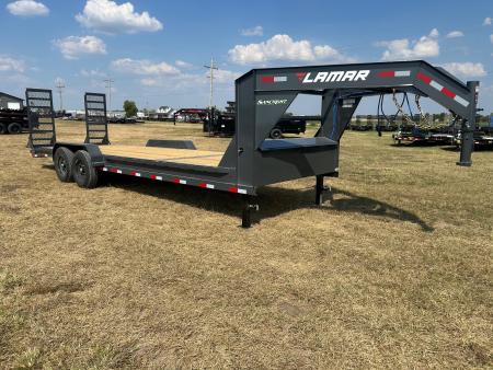 New 2027 Lamar 83x24 Tandem 14K GN Equipment Trailer w/ 2' Dove & Standup Ramps