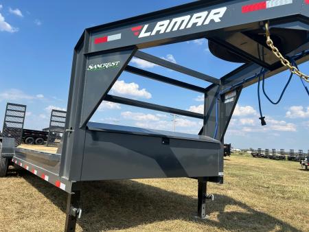 New 2027 Lamar 83x24 Tandem 14K GN Equipment Trailer w/ 2' Dove & Standup Ramps