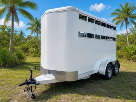 New 2026 Shadow White 3 Horse Bumperpull Slant Trailer / Livestock Trailer with Removable Dividers and Tack Room Horse Trailer