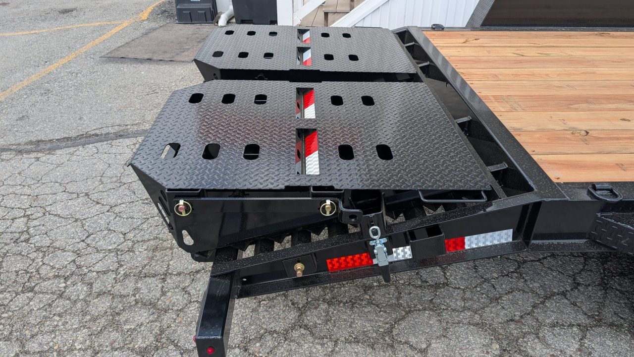 New 2027 BWise 22' (19+3) HD Lo Pro Equipment Hauler w/ Full Width Self Leveling Ramps & Self Cleaning Dove Tail