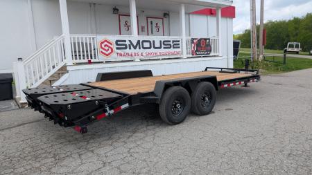 New 2027 BWise 22' (19+3) HD Lo Pro Equipment Hauler w/ Full Width Self Leveling Ramps & Self Cleaning Dove Tail