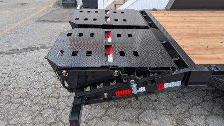New 2027 BWise 22' (19+3) HD Lo Pro Equipment Hauler w/ Full Width Self Leveling Ramps & Self Cleaning Dove Tail