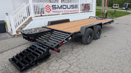 New 2027 BWise 22' (19+3) HD Lo Pro Equipment Hauler w/ Full Width Self Leveling Ramps & Self Cleaning Dove Tail