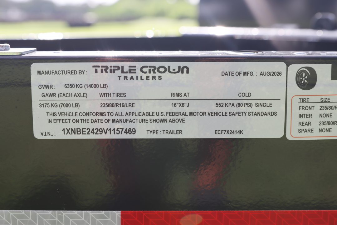 New 2027 7X24 Triple Crown Equipment Trailer
