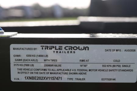 New 2027 7X20 Triple Crown Equipment Trailer