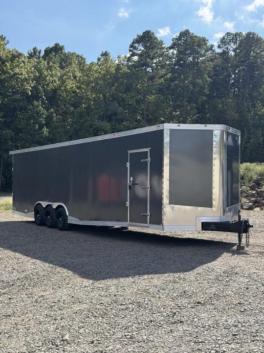 New 17743 8.5x34ft; Charcoal; 7ft6 interior hight no paperwork yet