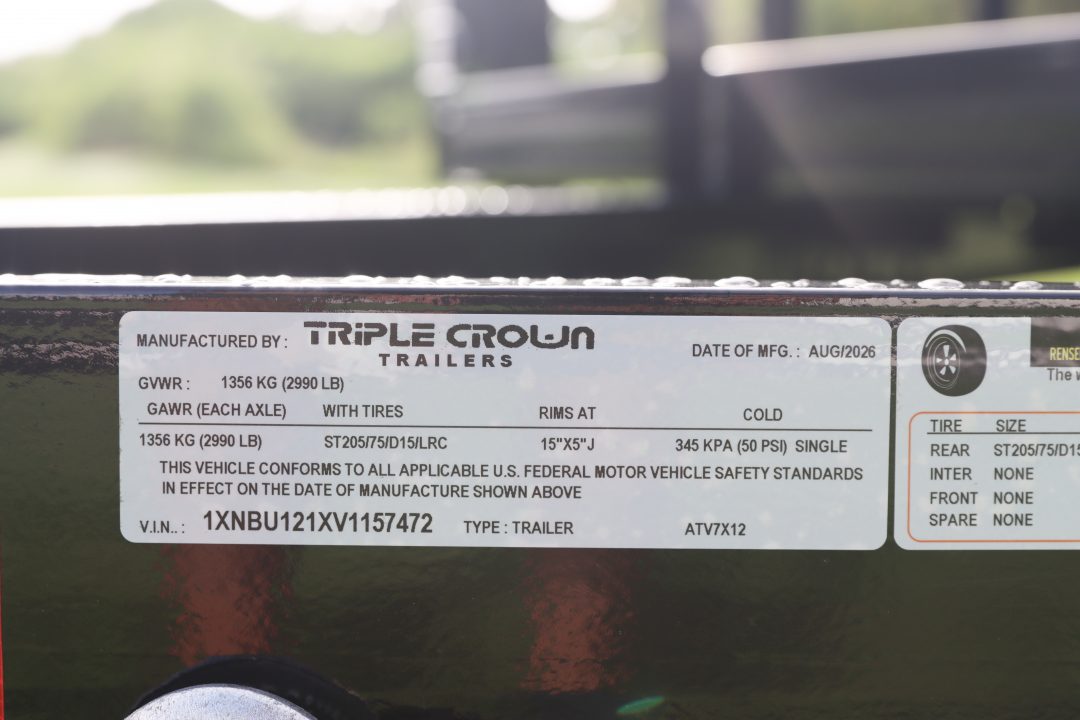 New 2027 7X12 Triple Crown ATV UTILITY TRAILER
