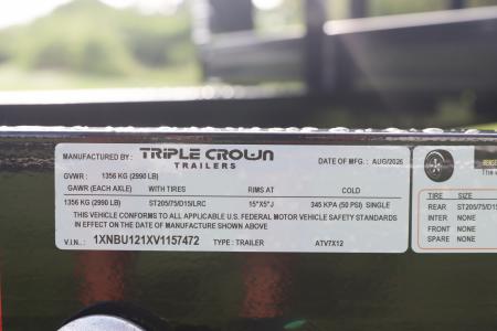 New 2027 7X12 Triple Crown ATV UTILITY TRAILER