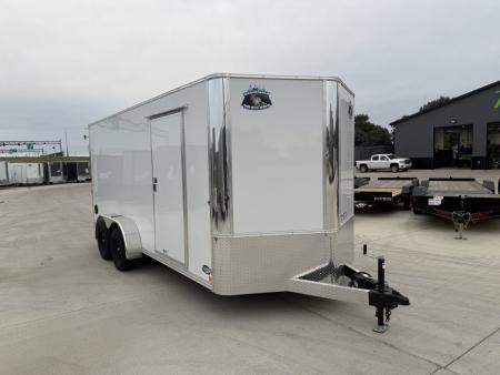 New LIGHT Hail New 2027 Bighorn R&M 7x16 + 2’V Nose SUPERIOR QUALITY Rear Ramp Enclosed Cargo Trailer