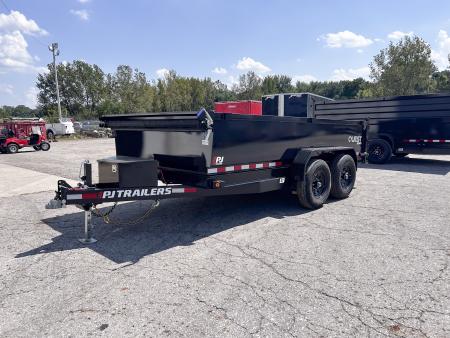 New 2027 PJ Trailers 7 X 14 FT DUMP TRAILER 14K GVWR SPREAD GATE TARP KIT