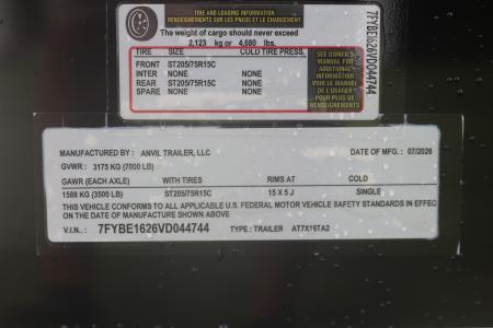 New 2027 7X16 Anvil Cargo Trailer
