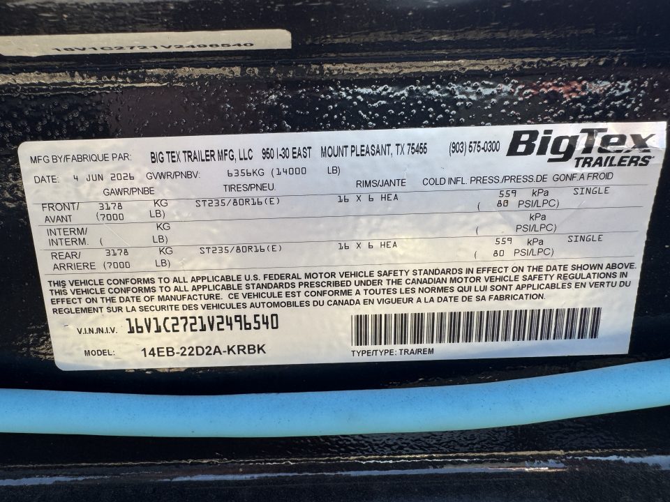 New 2027 Big Tex Trailers 14EB-22D2A Equipment Trailer