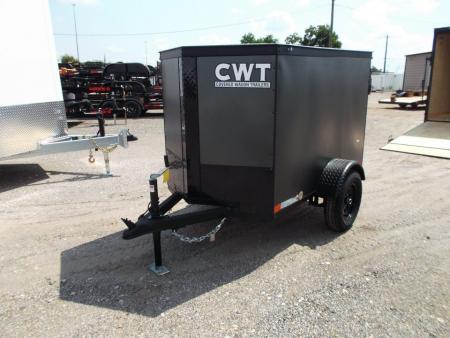 New 2027 Covered Wagon Trailers 4x6 Single Axle Cargo Trailer / Enclosed Trailer / LEDs / .030 Black Semi-Screwless Exterior / Bed Lined Frame and Tongue / Black Out Package