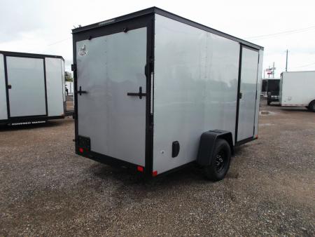 New 2027 Covered Wagon Trailers 6x10 Cargo / Enclosed Trailer / 6'6" Interior / Extra Wide Ramp / RV Side Door / LEDs / .030 Silver Semi-Screwless Exterior / Black Out Package