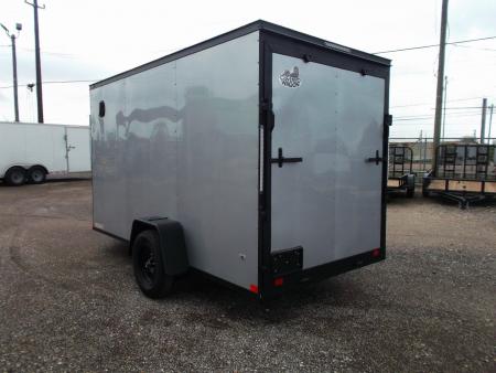 New 2027 Covered Wagon Trailers 6x10 Cargo / Enclosed Trailer / 6'6" Interior / Extra Wide Ramp / RV Side Door / LEDs / .030 Silver Semi-Screwless Exterior / Black Out Package