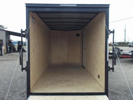 New 2027 Covered Wagon Trailers 6x10 Cargo / Enclosed Trailer / 6'6" Interior / Extra Wide Ramp / RV Side Door / LEDs / .030 Silver Semi-Screwless Exterior / Black Out Package